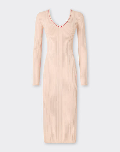 Ferrari Long dress in stretch viscose Powder Pink 49902f