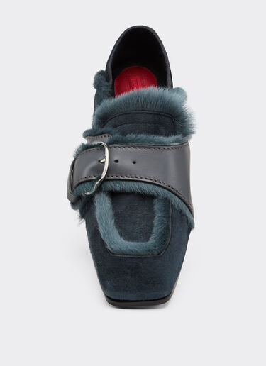 Suede moccasin with fur edging Ferrari Suede moccasin with fur edging Peacock 49162f