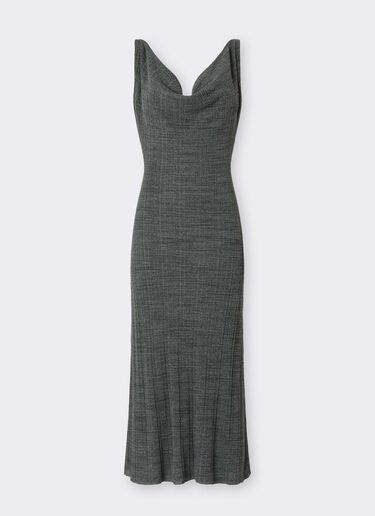 Long Dress in Irregular Ribbed Linen Blend Ferrari Long Dress in Irregular Ribbed Linen Blend Grey CKWDR0015KLI0005f
