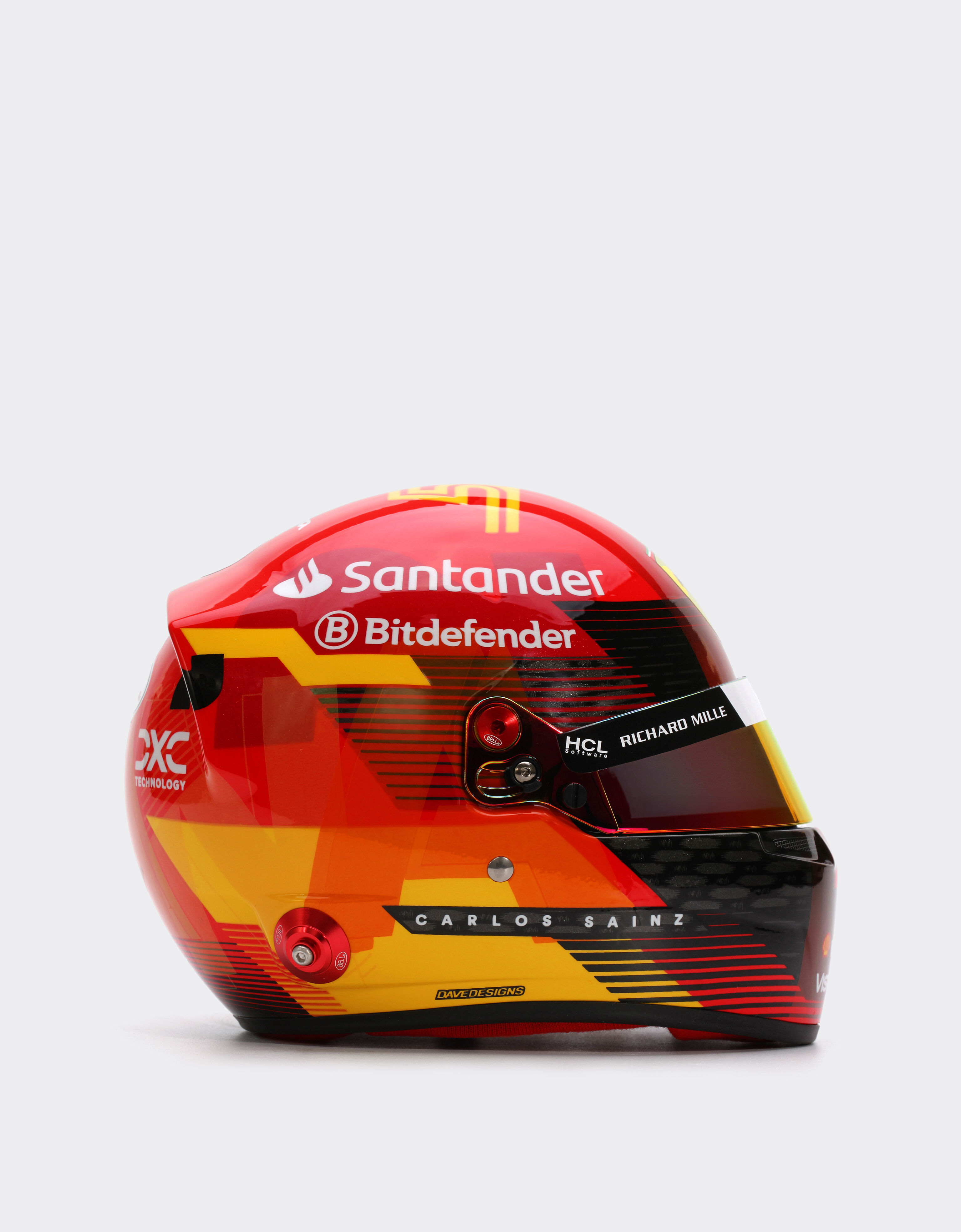 Ferrari 卡洛斯-塞恩斯迷你头盔（比例 1:2 - 西班牙特别版 2024 红色 F1355f