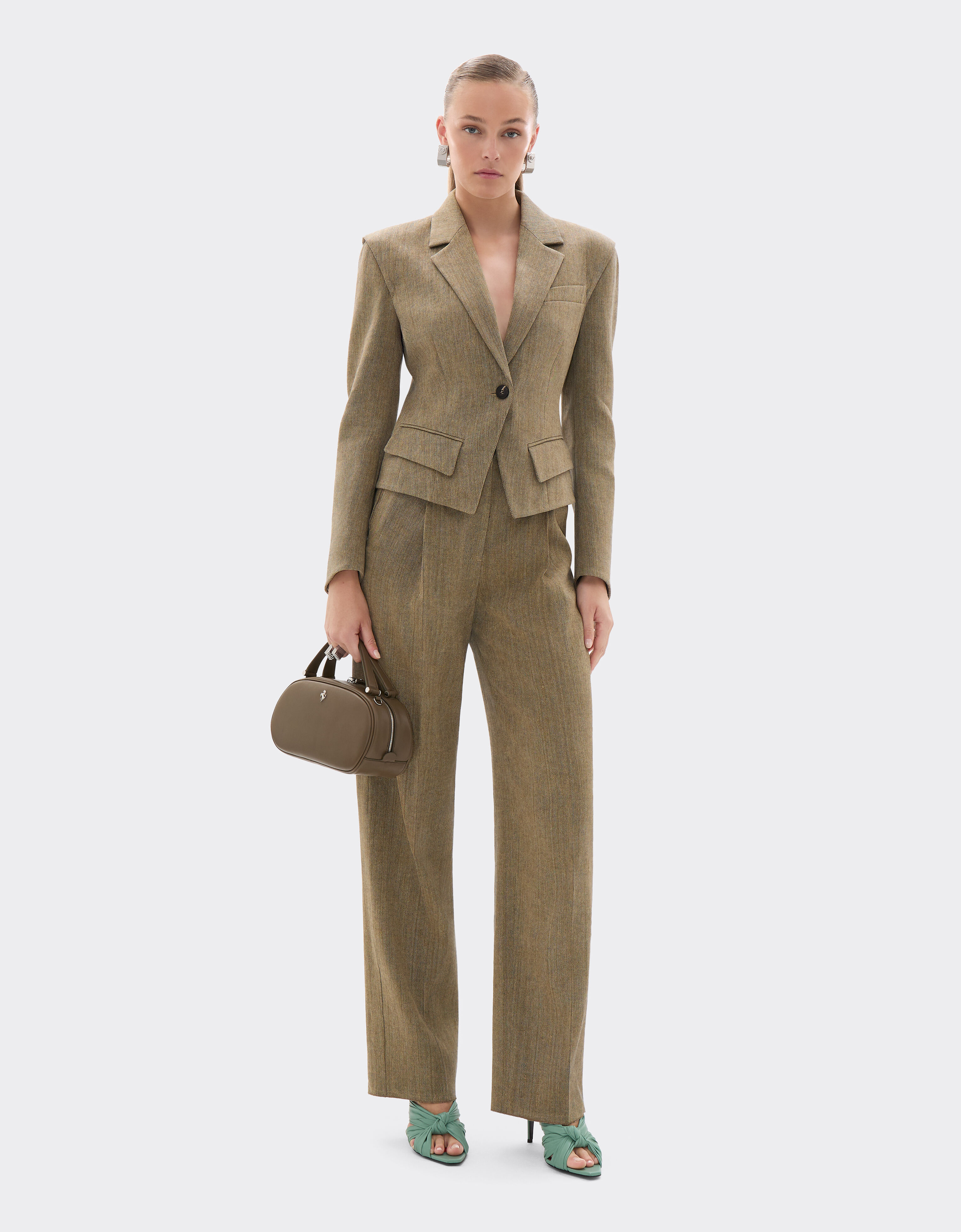 Ferrari Linen and cotton twill trousers Khaki Green 50050f