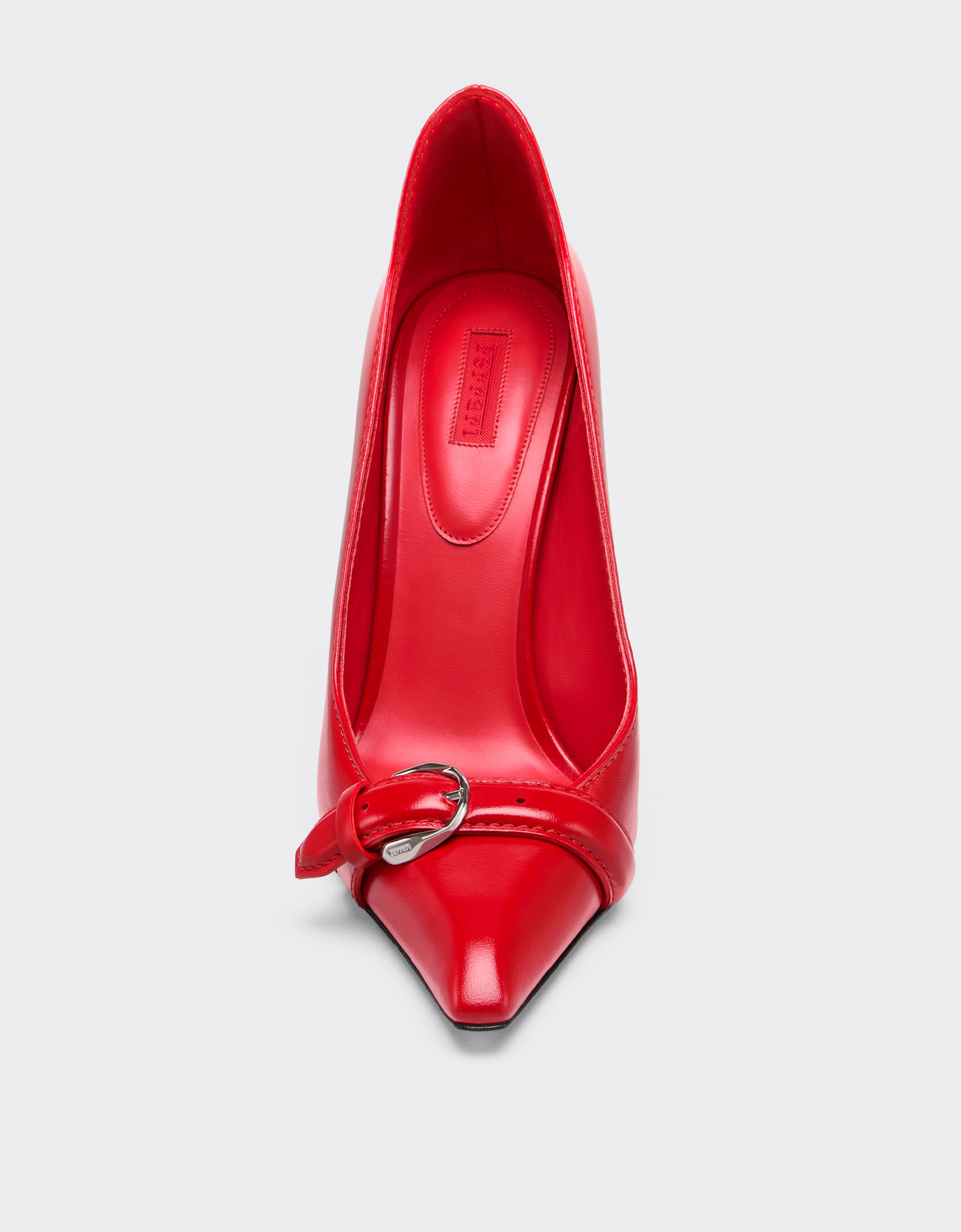 Ferrari 湿水效果亮泽皮革浅口鞋 Rosso Dino 49387f