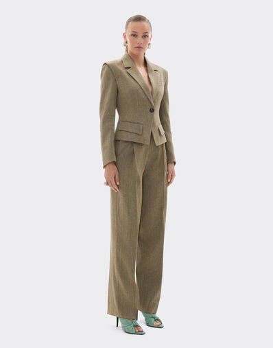 Ferrari Linen and cotton twill trousers Khaki Green 50050f