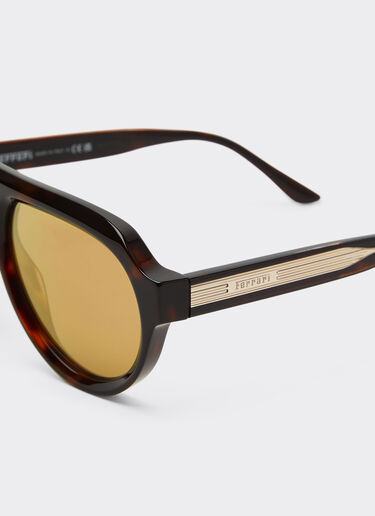 Ferrari 法拉利金色镜面棕色镜片玳瑁棕色醋酸纤维太阳镜 Tortoiseshell LA0EWf