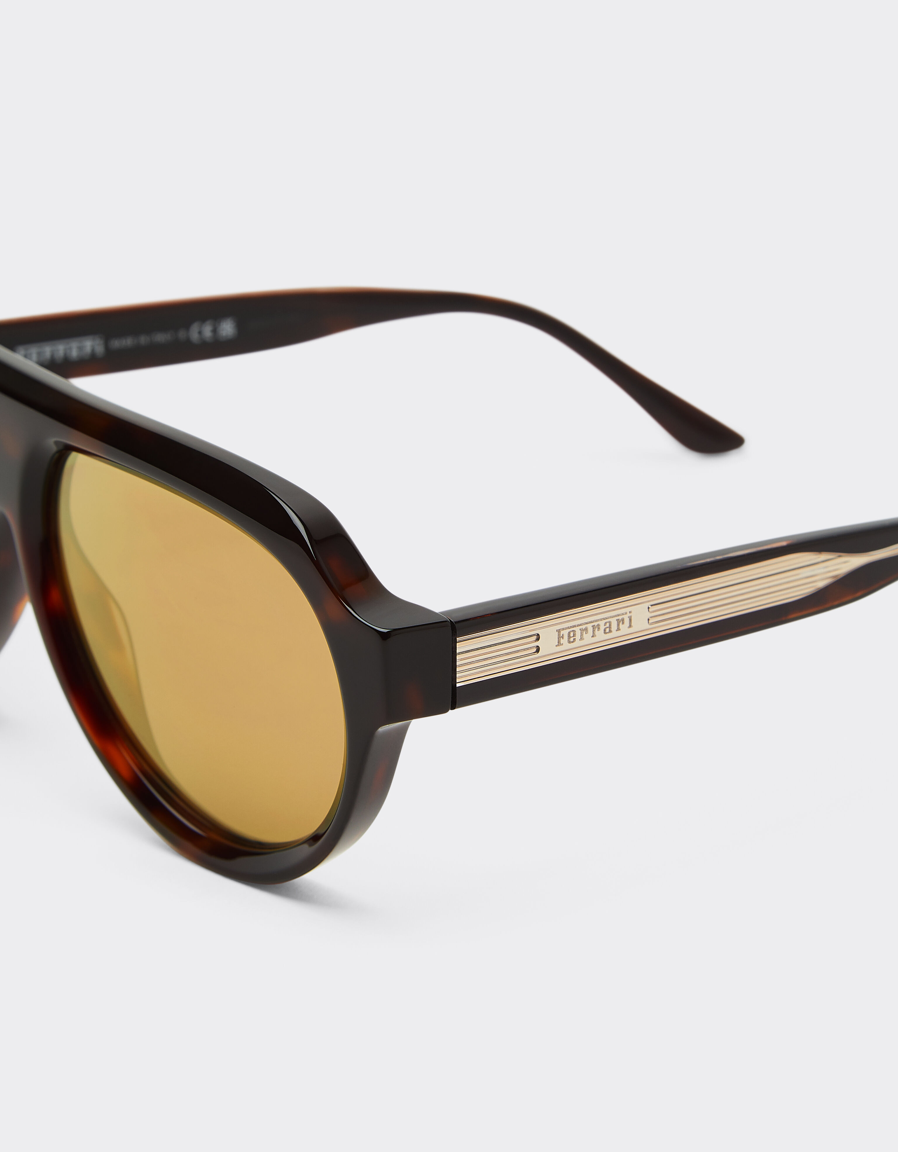 Ferrari 法拉利金色镜面棕色镜片玳瑁棕色醋酸纤维太阳镜 Tortoiseshell LA0EWf