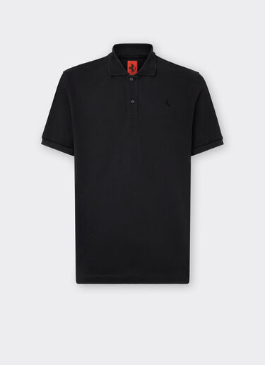 Organic cotton piqué polo shirt with Prancing Horse Ferrari Organic cotton piqué polo shirt with Prancing Horse Black CJMPO0014JCO0053f