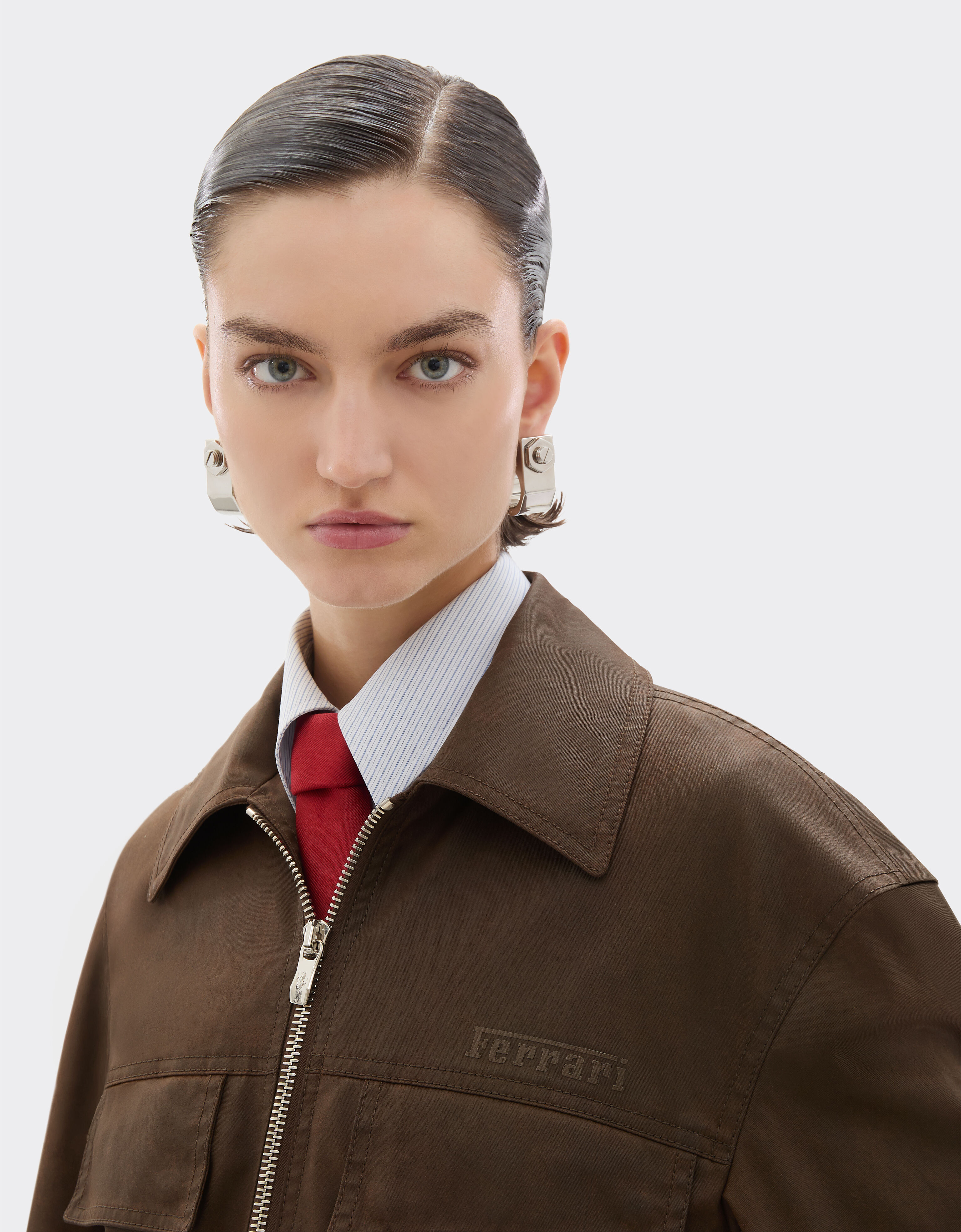 Ferrari Technical gabardine jacket with a vintage effect Khaki Green 49926f