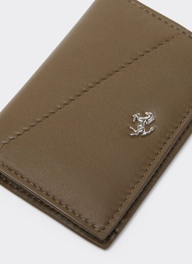 Ferrari 口袋款光面皮革卡夹 Khaki Green 50620f