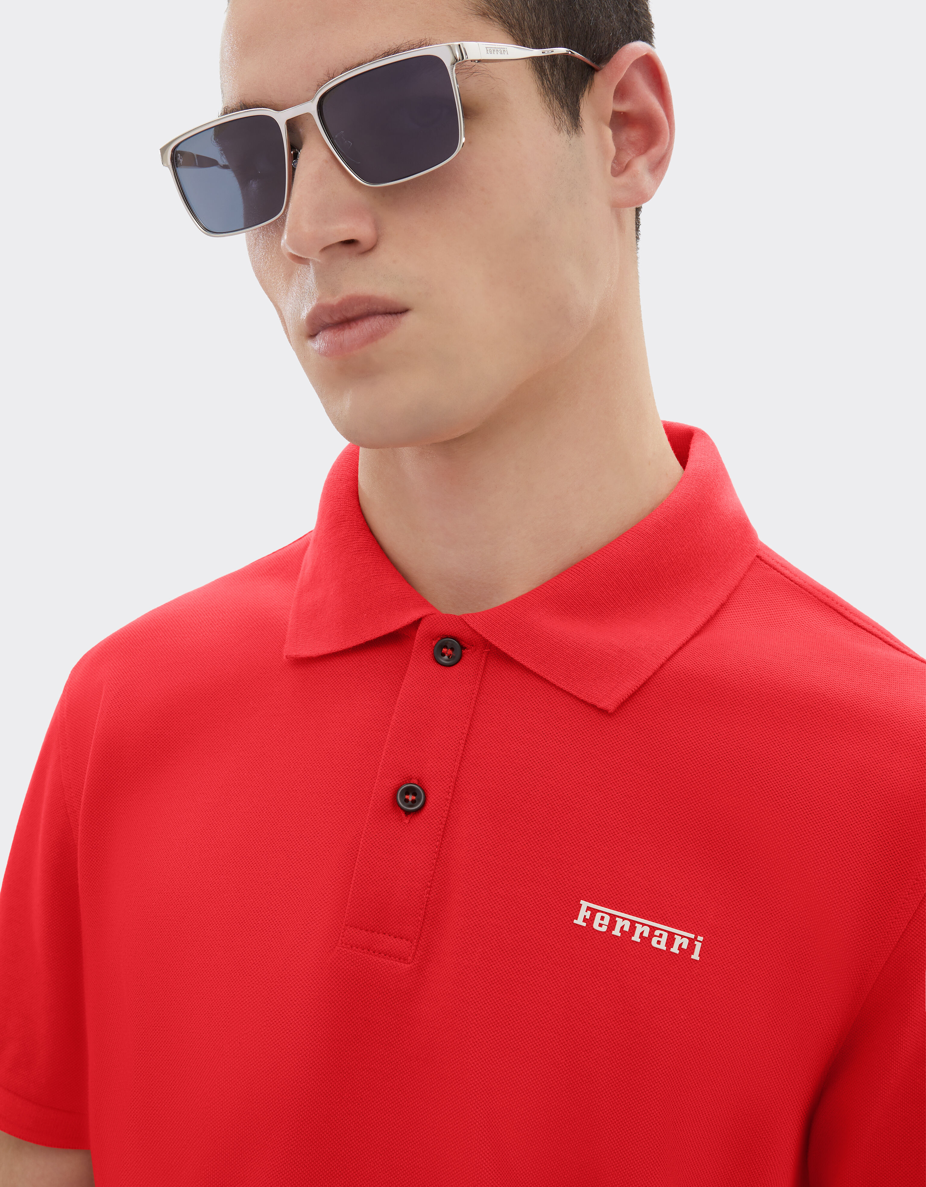 Ferrari Cotton polo shirt with Ferrari logo Rosso Dino 51058f