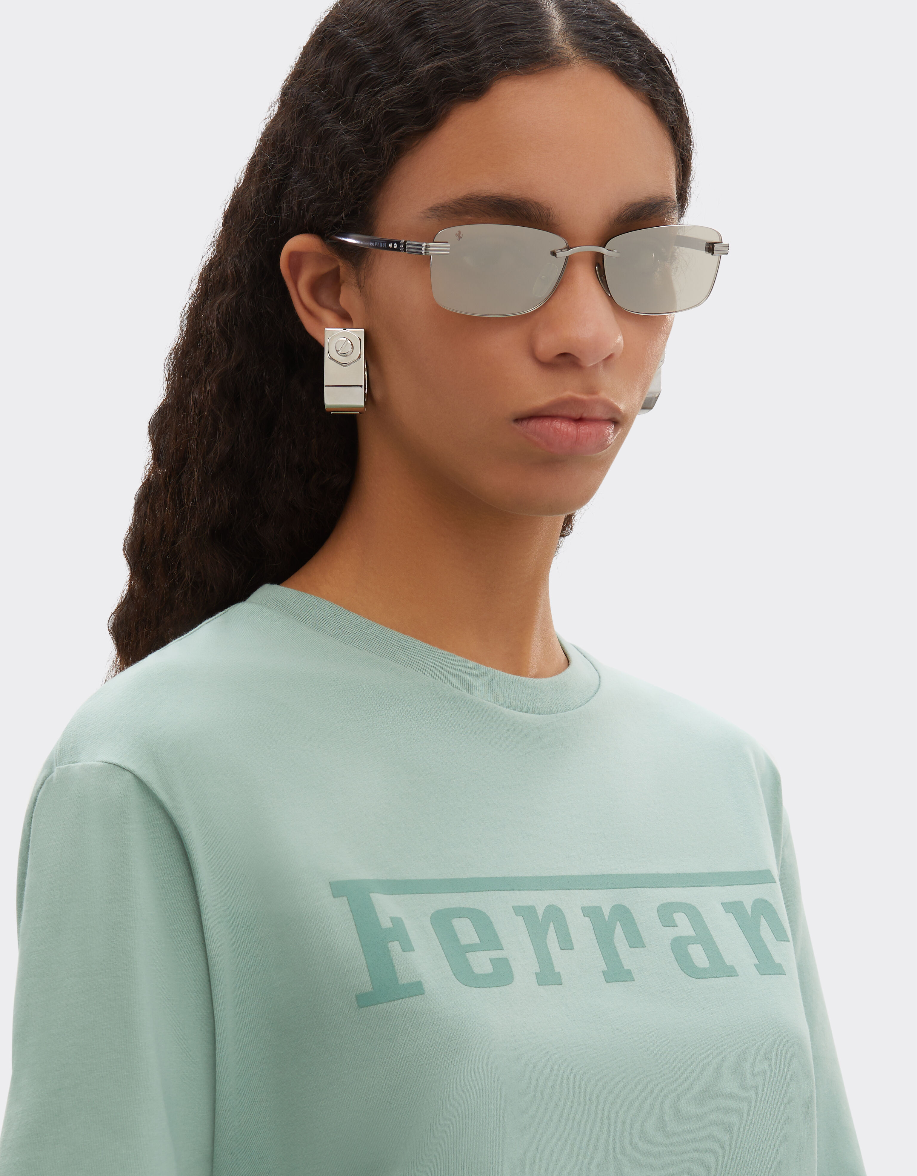 Ferrari Ferrari sunglasses in  brushed silver-colored titanium  and acetate with transparent gold lenses with white mirror coating Silver LA0L6f