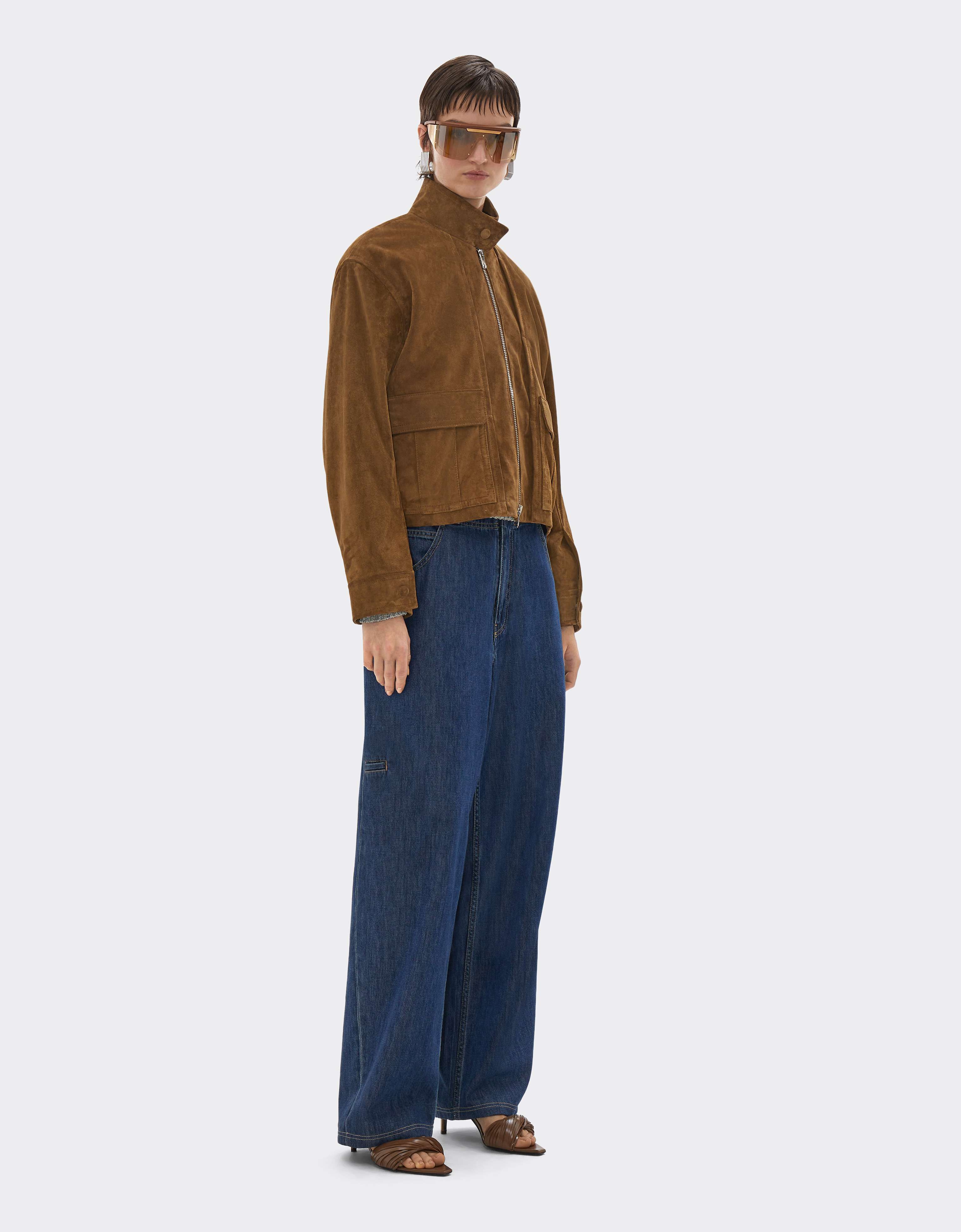 Cazadora de piel de ante con hombros oversize Ferrari Cazadora de piel de ante con hombros oversize Caffè CLWOU0011LCK0003f
