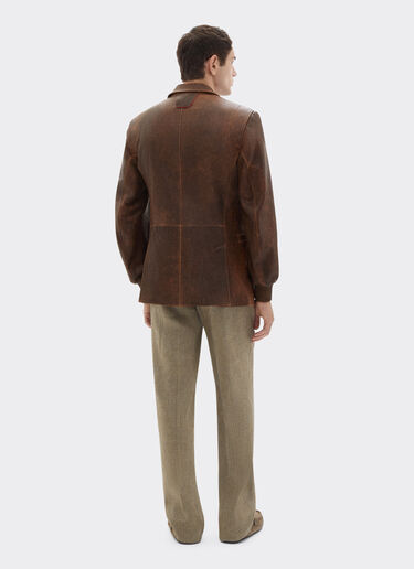 Ferrari 大马士革皮革西装外套 Khaki Green 50087f