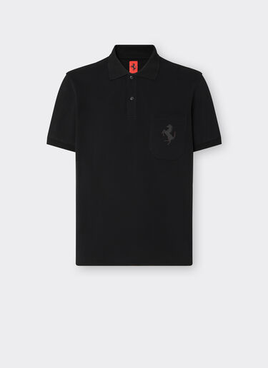 跃马徽标拼饰 Polo 衫 Ferrari 跃马徽标拼饰 Polo 衫 黑色 20132f