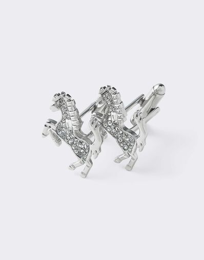 Ferrari Prancing Horse Rhinestone Cufflinks Silver CGMCF0002JU00005f