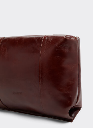 Ferrari Glossy Leather Clutch Bag Marrone Scuro CBMTT0001YL00077f
