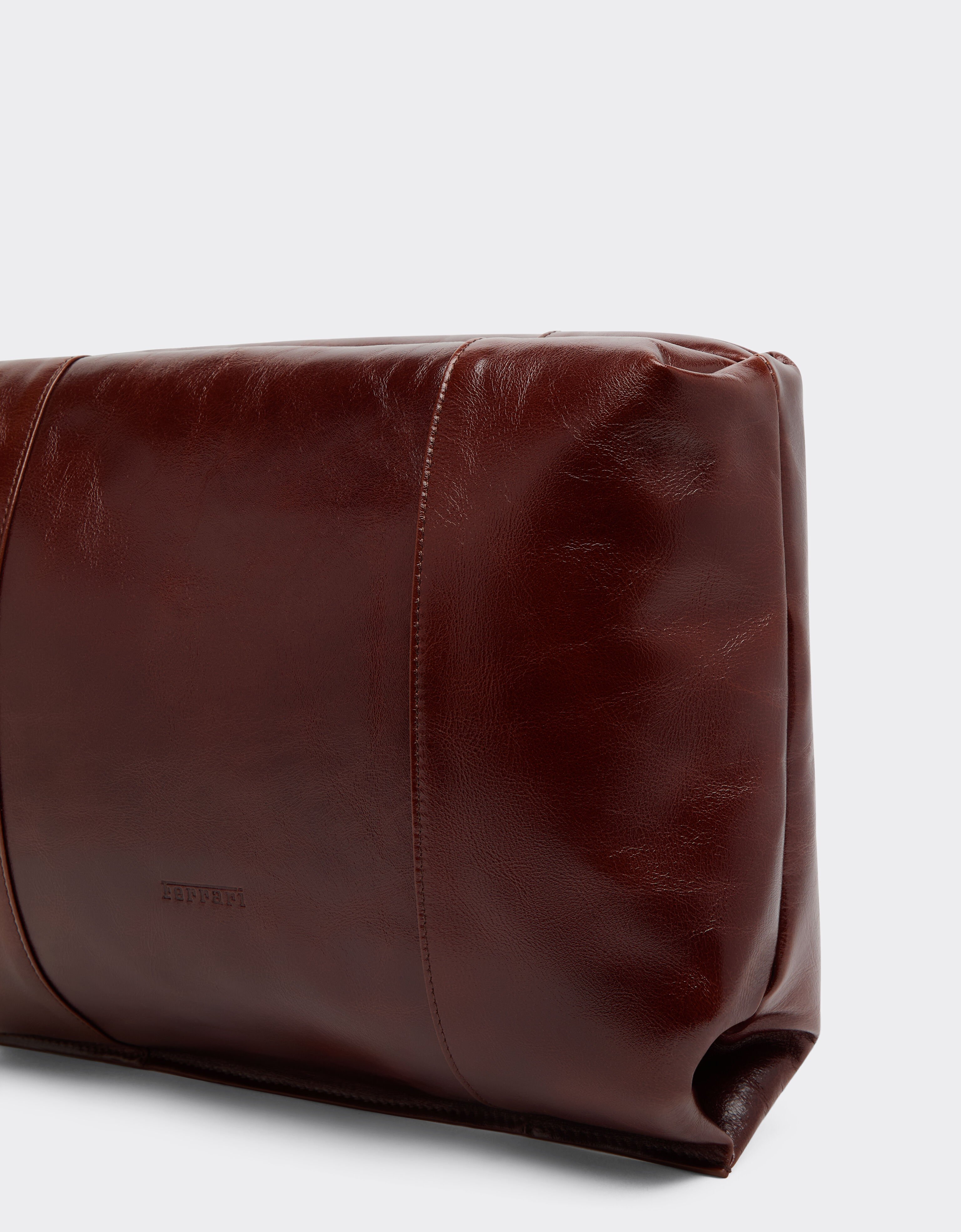 Ferrari Glossy Leather Clutch Bag Marrone Scuro CBMTT0001YL00077f
