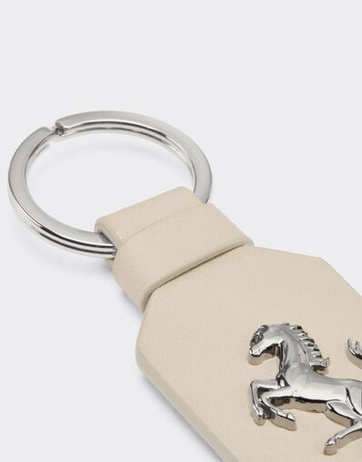 Ferrari Leather keychain with prancing horse Chalk 49222f
