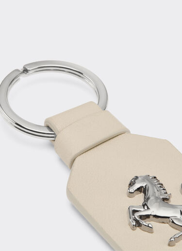 Ferrari Leather keychain with prancing horse Chalk 49222f