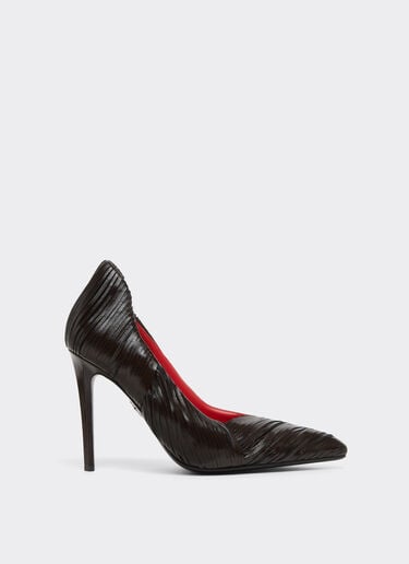 Ferrari 湿润光泽皮革乐福鞋 Marrone Scuro 51308f