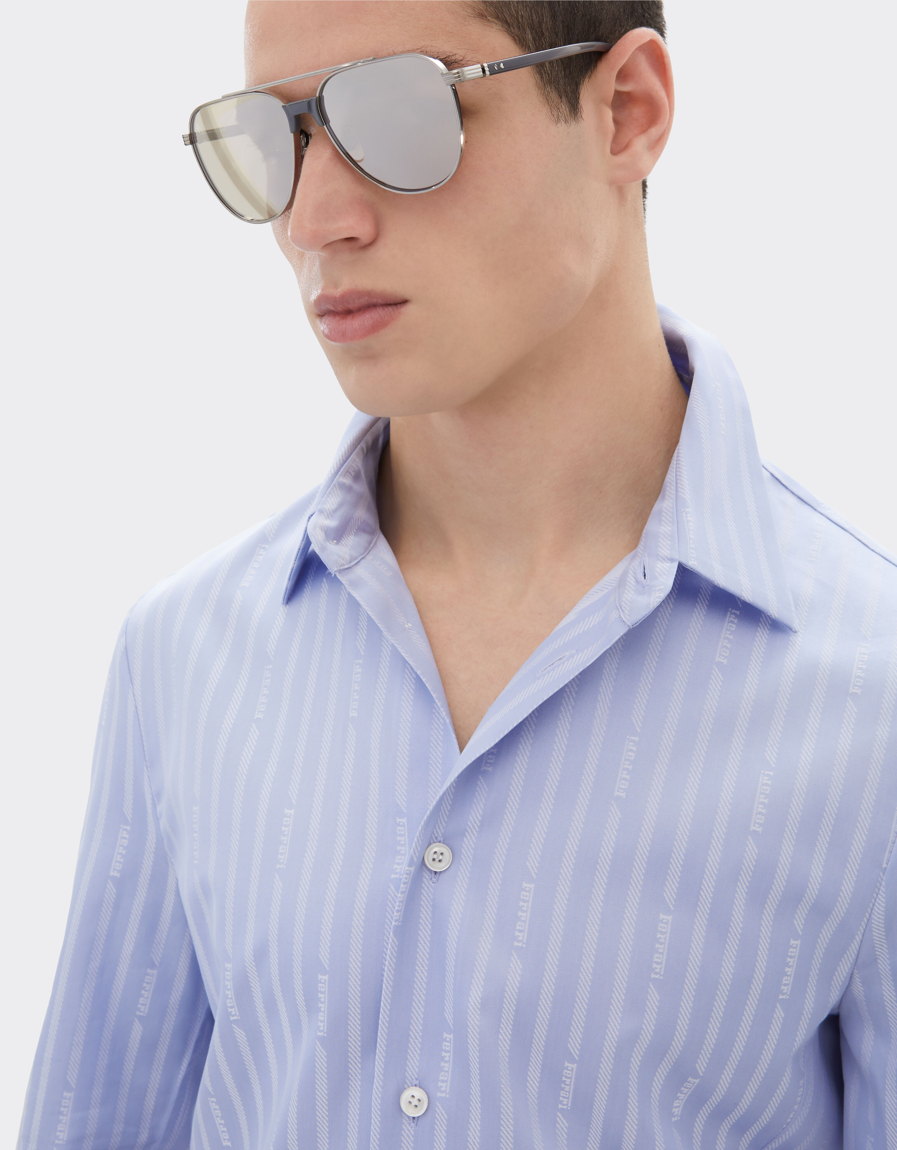 Ferrari 法拉利 Monogram 图案棉质衬衫 Oxford Blue 50810f