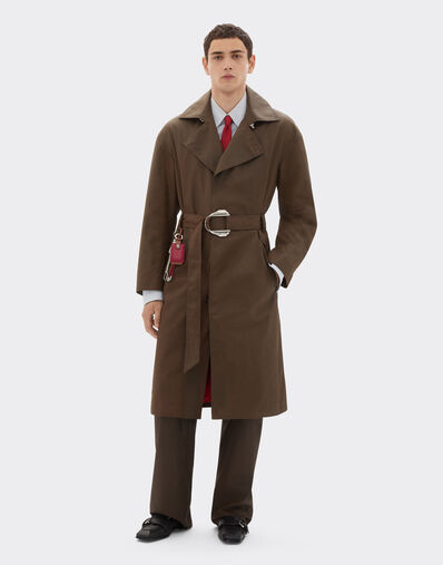 Ferrari Vintage-effect technical gabardine trench coat Khaki Green 49923f