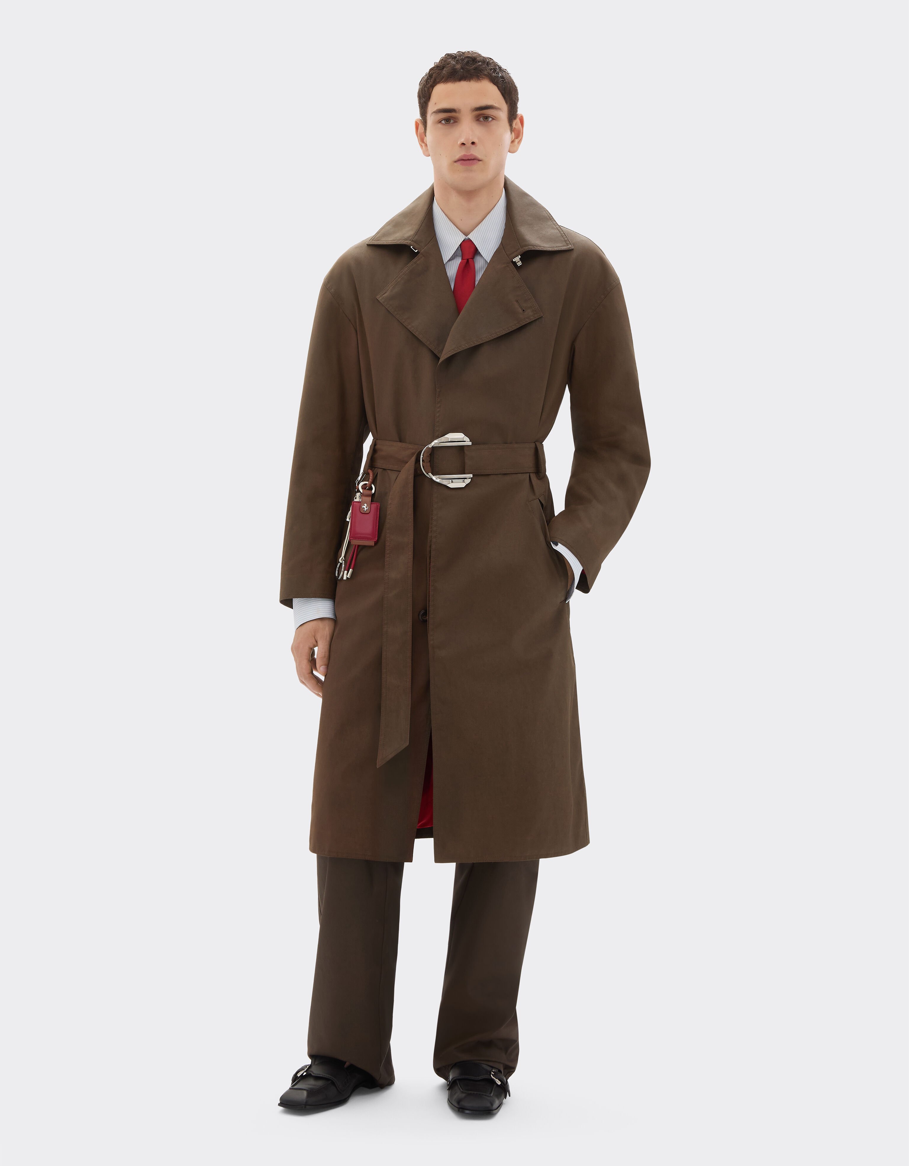 Vintage-effect technical gabardine trench coat Ferrari Vintage-effect technical gabardine trench coat Khaki Green 49923f