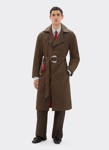 Vintage-effect technical gabardine trench coat Ferrari Vintage-effect technical gabardine trench coat Khaki Green 49923f