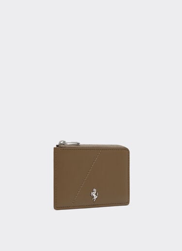 Ferrari 皮革拉链卡夹 Khaki Green 50622f