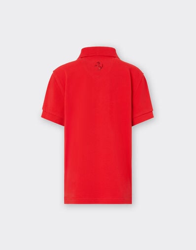 Ferrari Children’s polo shirt in organic cotton piqué Rosso Corsa 红色 20161fK