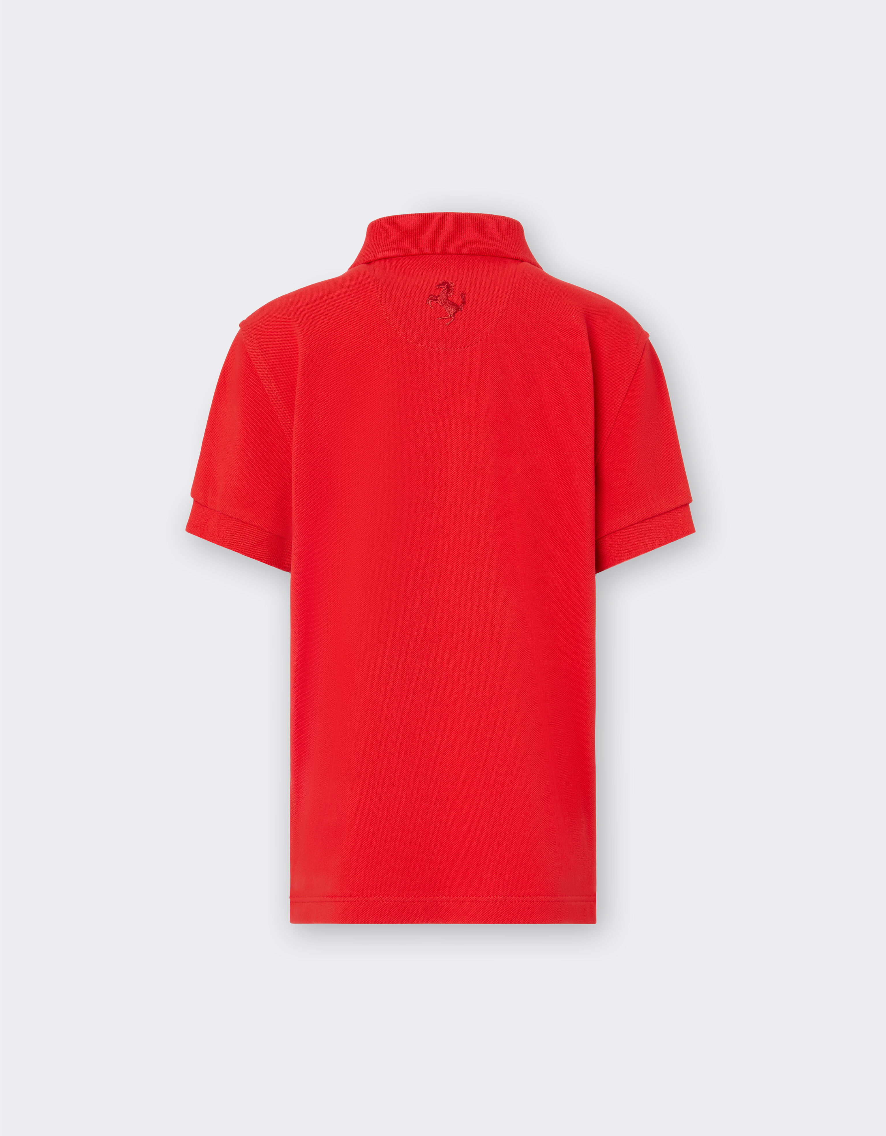 Ferrari Children’s polo shirt in organic cotton piqué Rosso Corsa 红色 20161fK