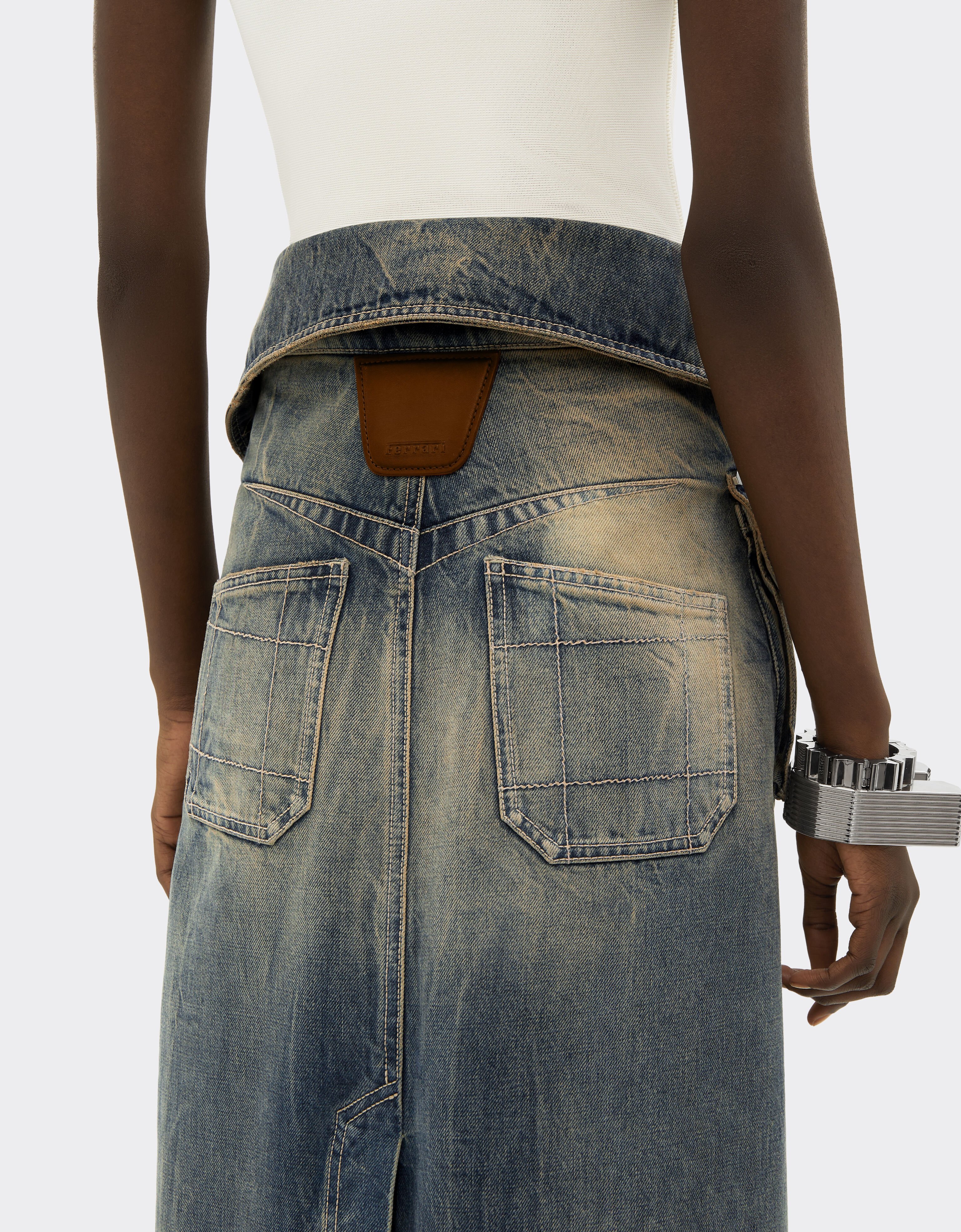 Ferrari 酸洗牛仔中长裙 Blu Denim 51190f