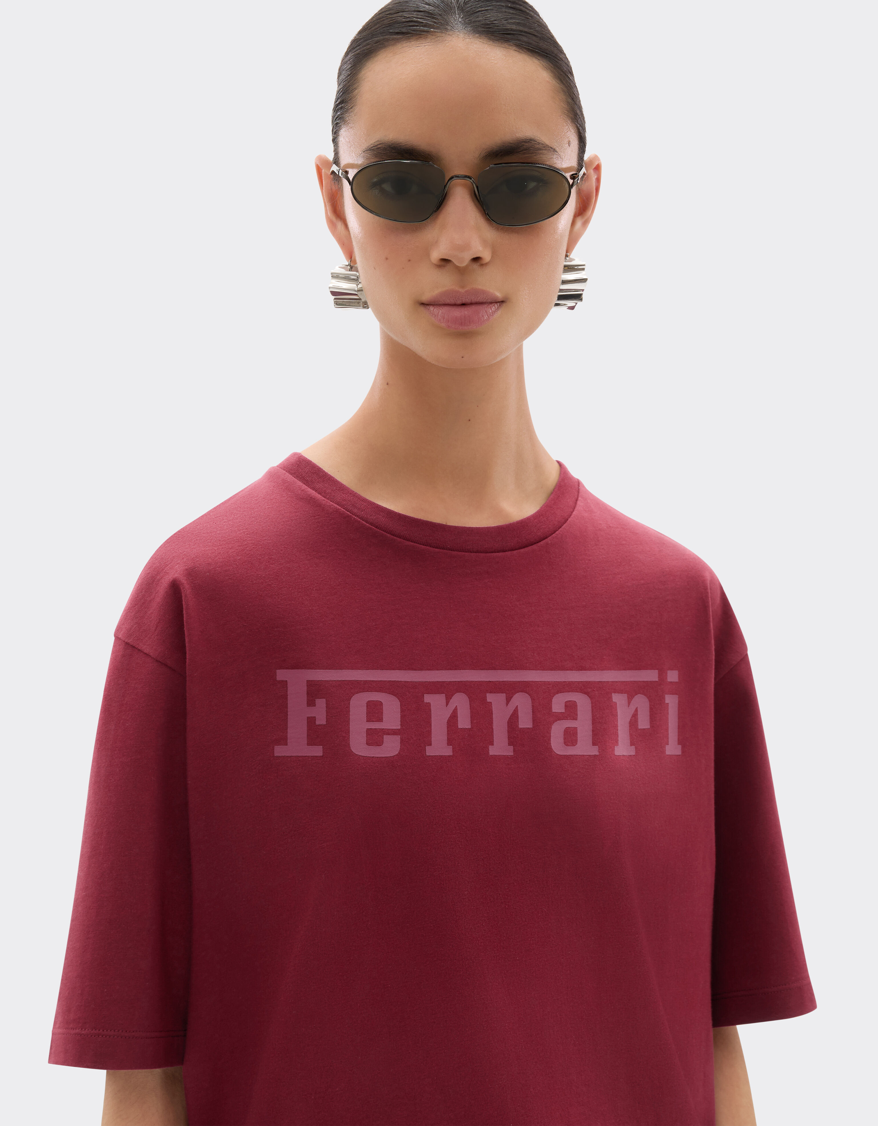 Ferrari 法拉利徽标棉质 T 恤 红褐色 21179f