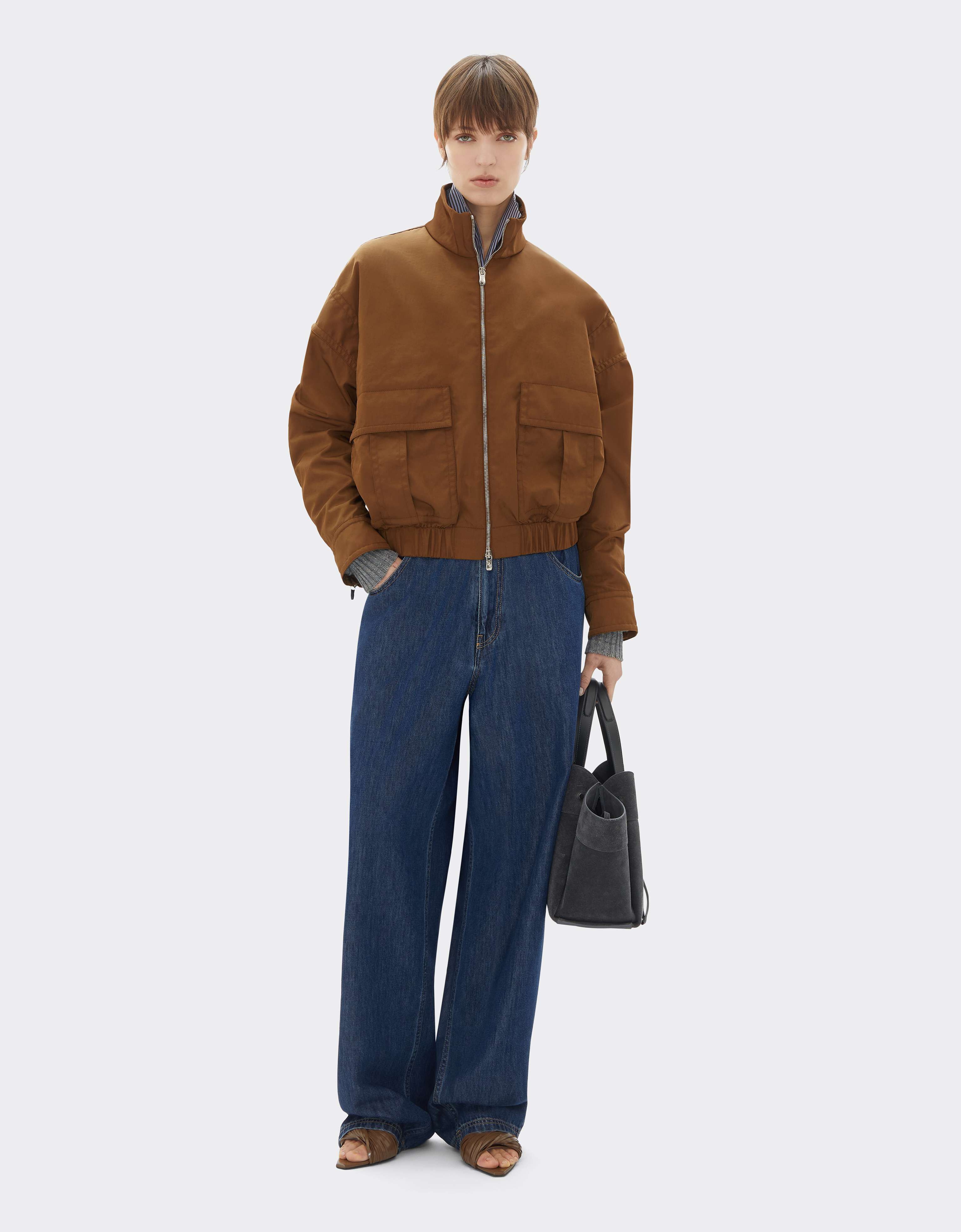 Ferrari Blouson en gabardine recyclée avec finition déperlante Caffè CWWOU0021WPA0005f