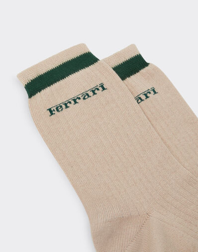 Ferrari Long cotton socks with Ferrari logo Chalk 49190f
