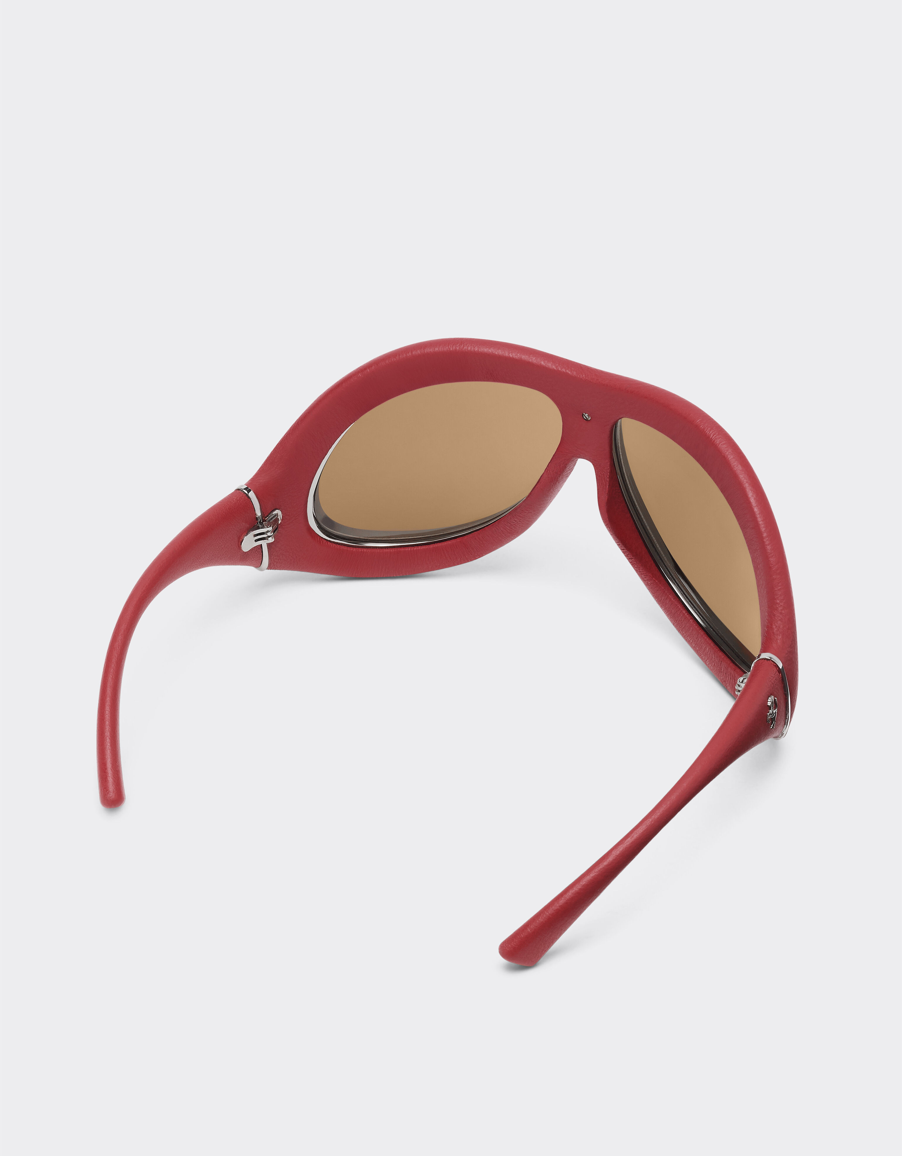 Ferrari 玫瑰金色镜面镜片红色皮革和枪灰色金属太阳镜 赛车红 LA01Lf