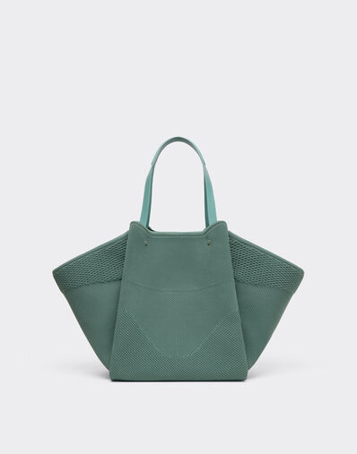 Ferrari Knitted and leather tote bag Verde Granito 50170f