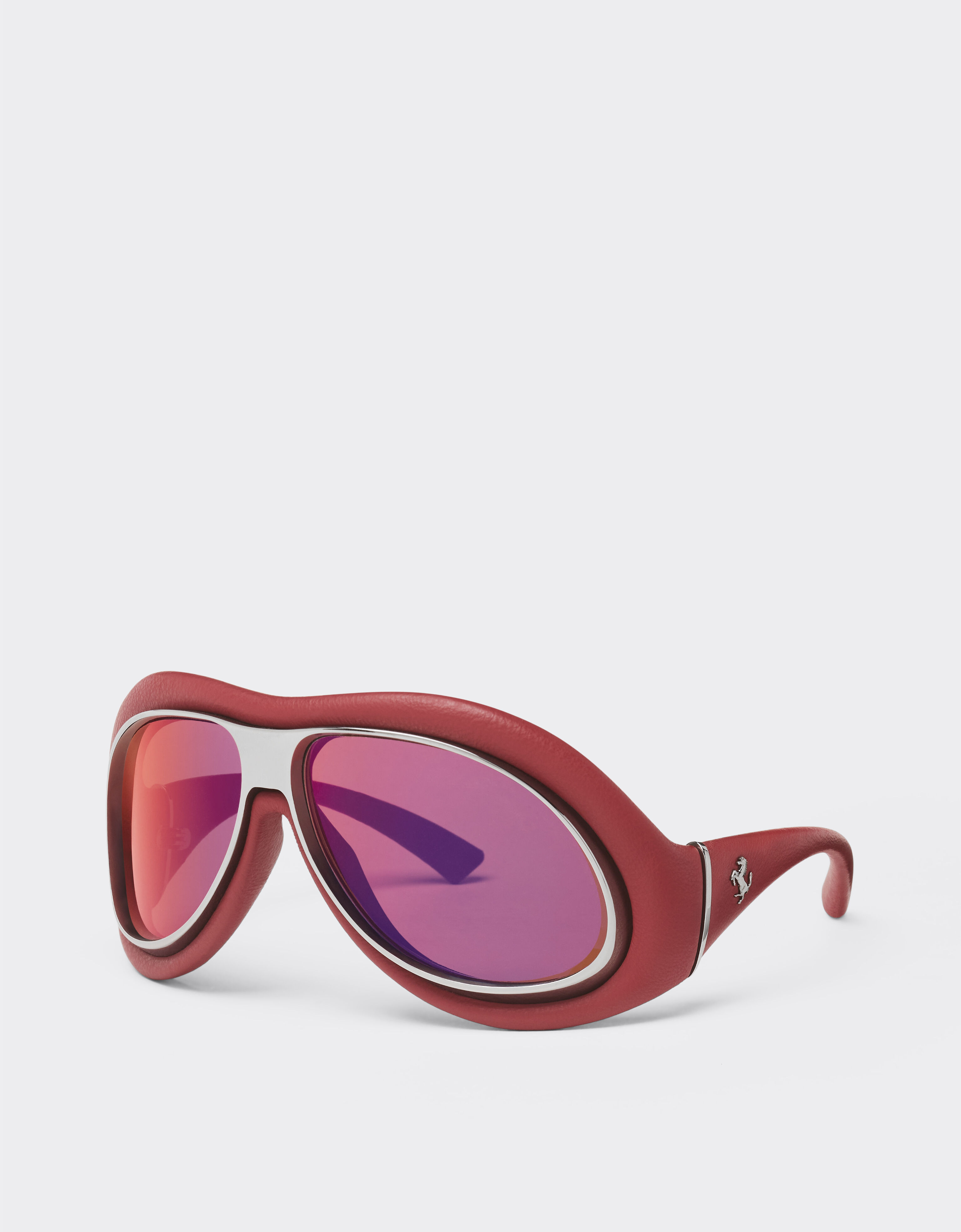 Ferrari 玫瑰金色镜面镜片红色皮革和枪灰色金属太阳镜 赛车红 LA01Lf