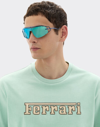 Ferrari 法拉利徽标刺绣棉质 T 恤 Granite Green 50837f