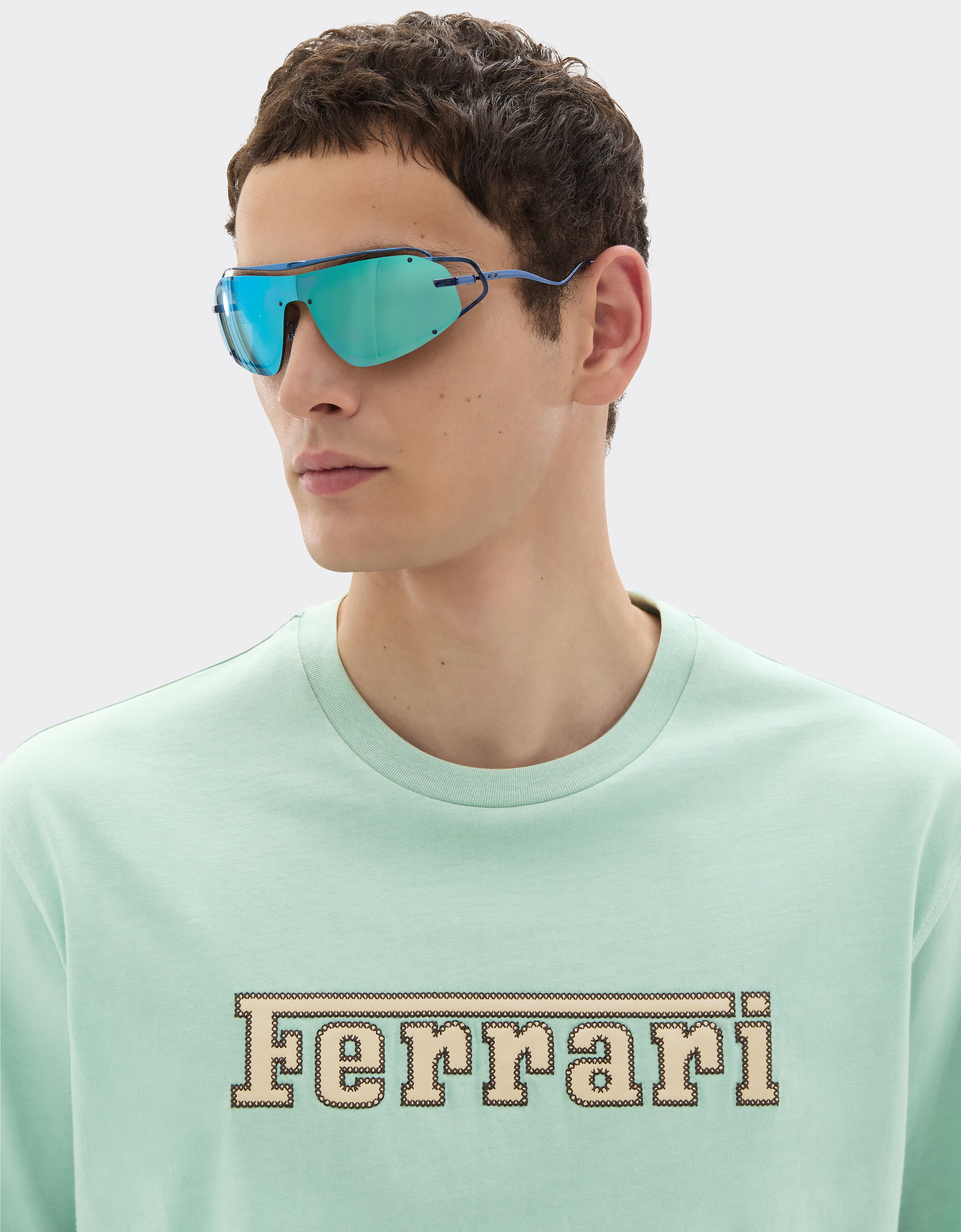 法拉利徽标刺绣棉质 T 恤 Ferrari 法拉利徽标刺绣棉质 T 恤 Granite Green 50837f