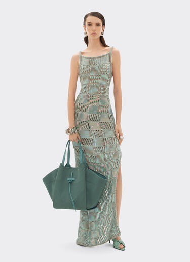 Knitted and leather tote bag Ferrari Knitted and leather tote bag Verde Granito 50170f