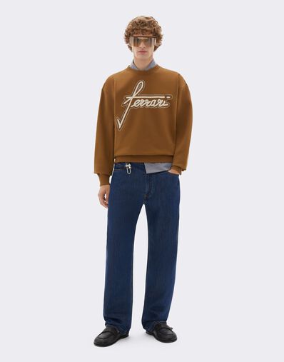 Ferrari Ferrari Embroidered Crew-neck Sweatshirt Caffè CJMSW0036JCO0046f