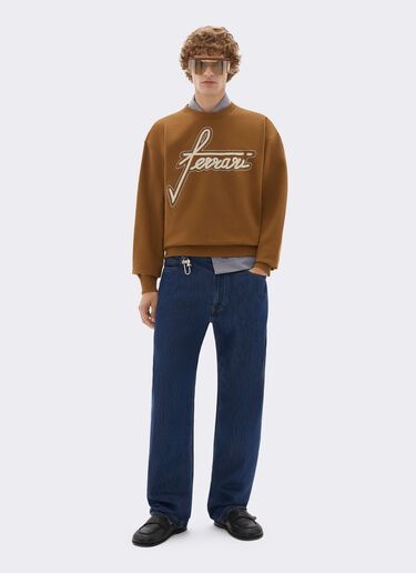 Sweat à col rond avec broderie Ferrari Ferrari Sweat à col rond avec broderie Ferrari Caffè CJMSW0036JCO0046f