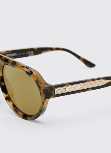 Ferrari 法拉利金色镜面绿色镜片玳瑁棕色醋酸纤维太阳镜 Tortoiseshell LA0EUf