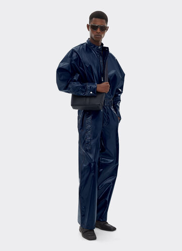 Ferrari 摔纹皮革肩背包 Navy 22123f