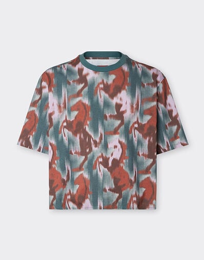 Ferrari Cavallino Ikat 印花 T 恤 孔雀蓝 22511f