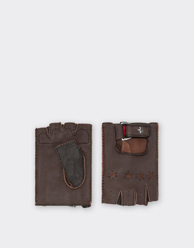 Ferrari Fingerless leather driving gloves Tabacco 47148f