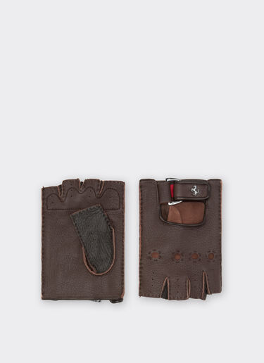 Ferrari Fingerless leather driving gloves Tabacco 47148f