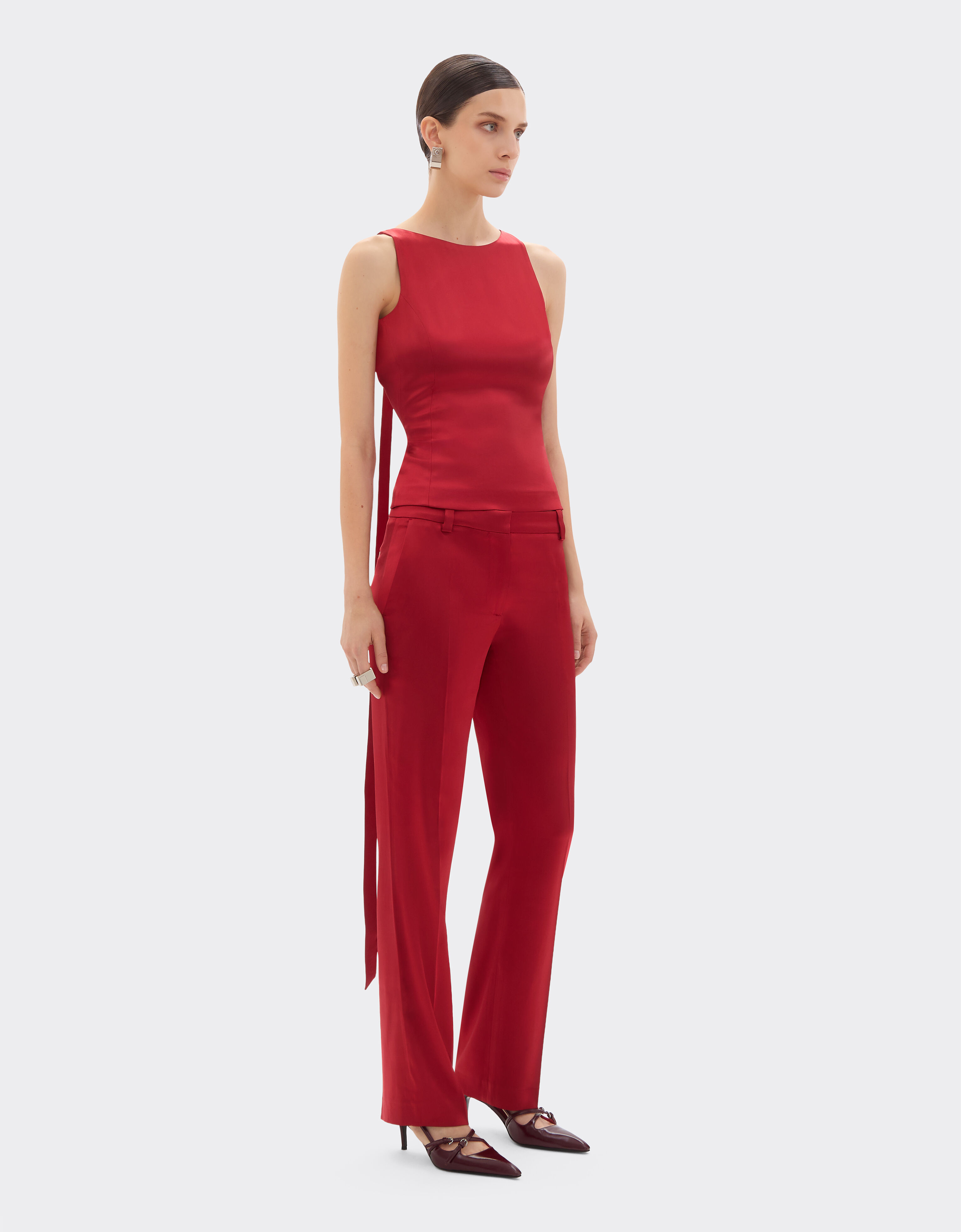 Stretch satin top Ferrari Stretch satin top Maison Red 49932f