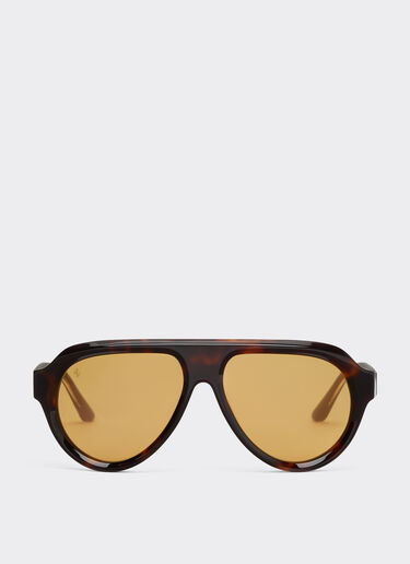 Ferrari 法拉利金色镜面棕色镜片玳瑁棕色醋酸纤维太阳镜 Tortoiseshell LA0EWf