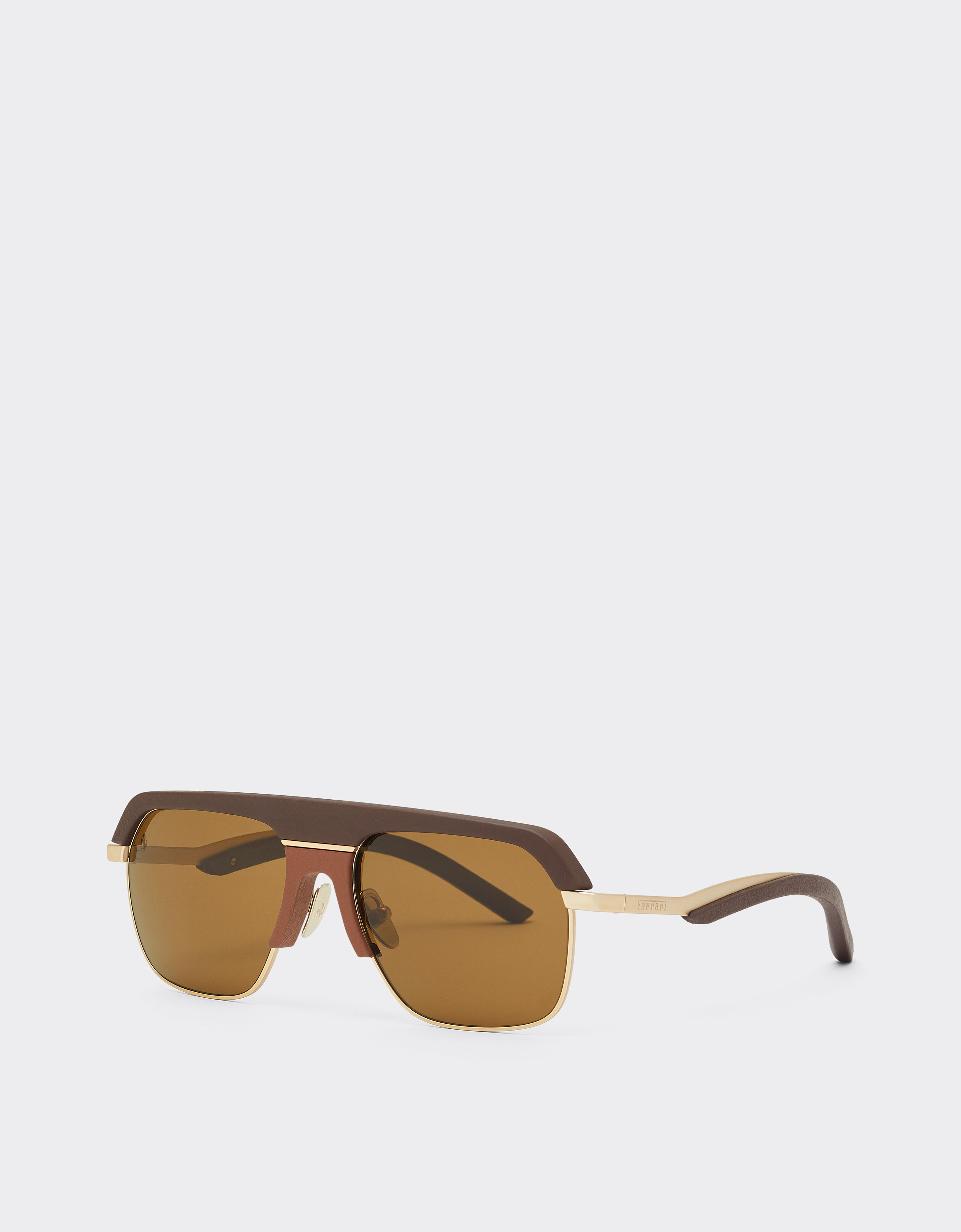 Ferrari Ferrari sunglasses in matte gold metal with brown polarized lenses Dark brown LA0ERf